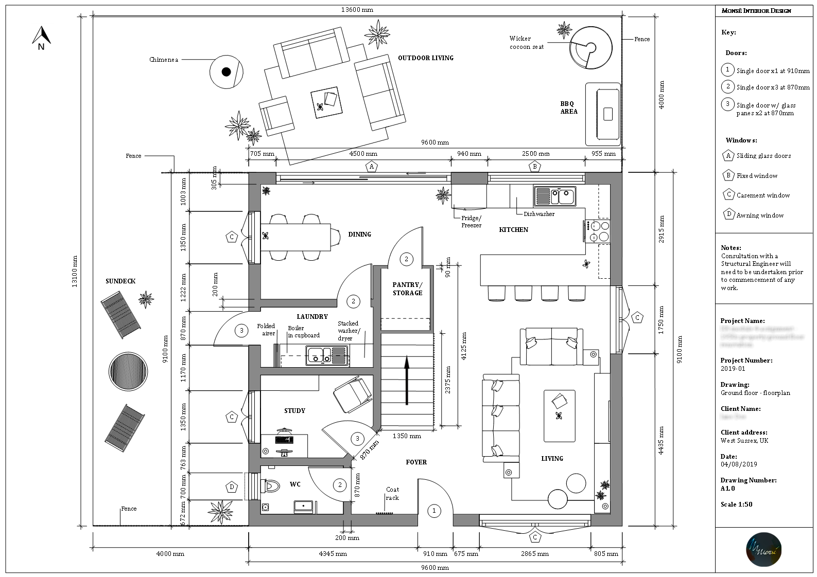1950s property – ground floor renovation – floorplan_anonymised